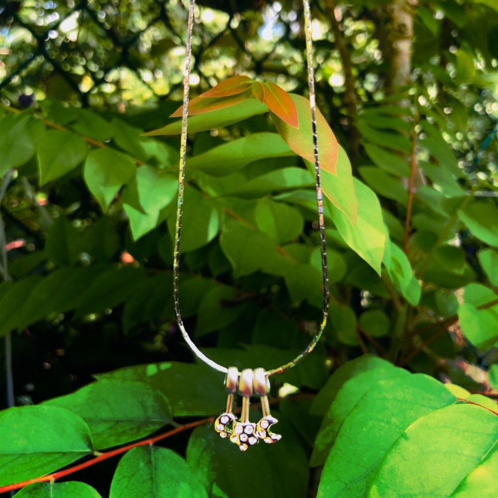 SILVER THREE CHARM NECKLACE